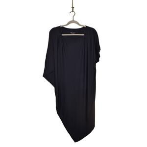 ATHLETA $79‎ Sunlover Hilo UPF Dress Navy Short Sleeve Stretch Asymmetric Medium